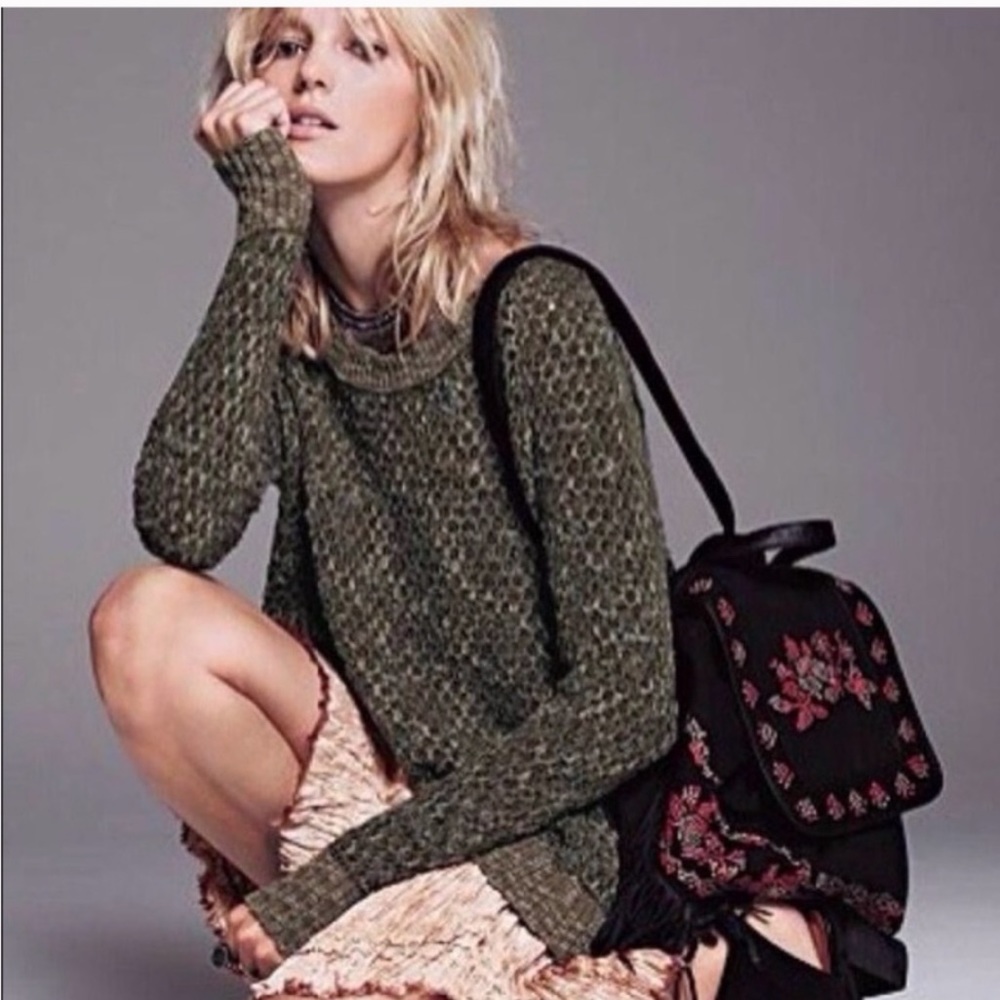 Free People Jeepster Honeycomb Sweater Olive
